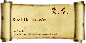 Kozlik István névjegykártya